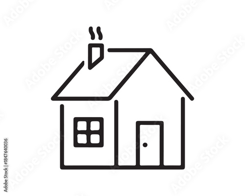 Residential Home Outline Icon Vector Graphic - Simple Real Estate Symbol