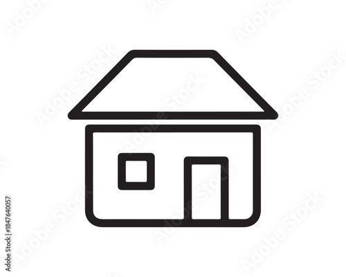 Simple House Home Icon Outline Vector Illustration on White Background