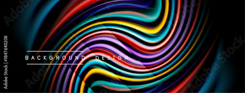 Abstract colorful waves create dynamic background. Vibrant hues blend, forming fluid shapes, modern design element.