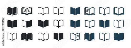 Various open book icons set