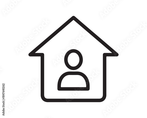 Home User Profile Inside House Outline Icon Vector for Residential Account