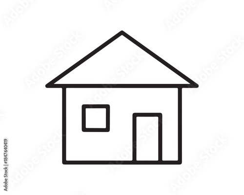 Simple Home House Icon Outline Line Art Vector Isolated on White