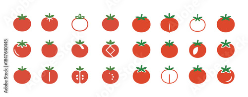 Variety of tomato icons in different styles
