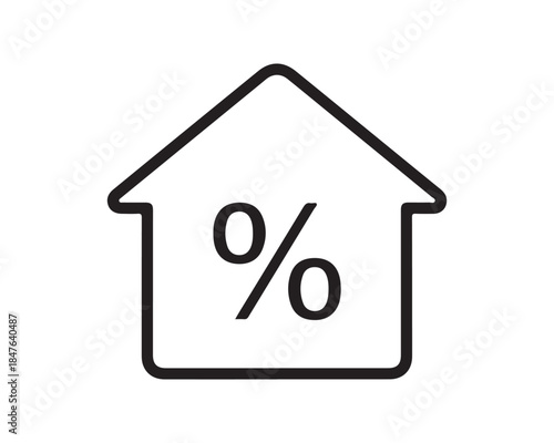 Mortgage Rate Icon: House with Percentage Sign for Real Estate Finance