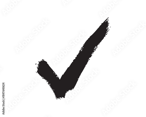 Grunge Brush Stroke Check Mark (Tick) Isolated on White Background