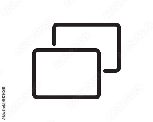 Duplicate Layers Icon. Overlap Windows Outline Vector Symbol on White
