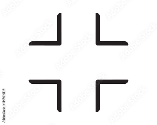 Black Focus Frame Icon or Crop Marks Symbol on White Background