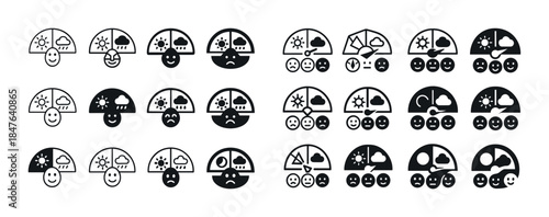 Weather icons: mood expressions and forecast symbols