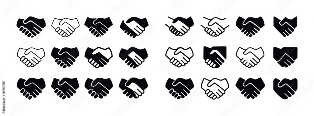 Fototapeta premium Variety of handshake icons illustrating different styles