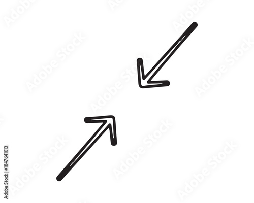 Hand Drawn Arrows Pointing Towards Center Zoom In Icon Sketch