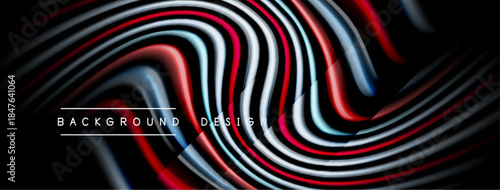 Abstract flowing lines create dynamic background. Red, white, blue hues blend, forming modern design element. Smooth curves suggest movement.