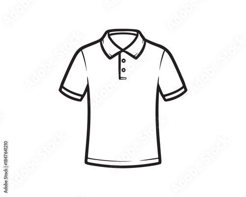 Polo Shirt Outline Icon Vector Drawing: Casual Clothing Apparel Template