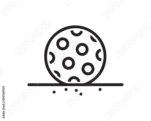 Pickleball or Wiffle Ball Rolling Line Icon Vector Illustration on White