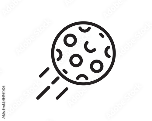 Flying Moon or Asteroid Icon - Space Object Motion Outline Vector