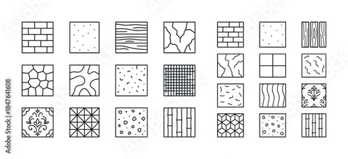 Collection of geometric and organic tile patterns in black and w