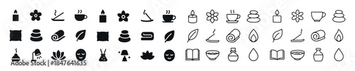 Collection of zen and relaxation symbols in black and white