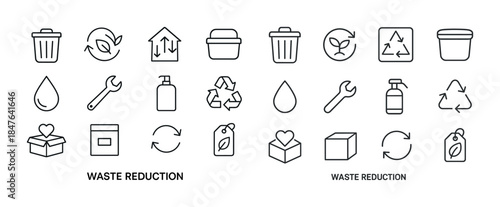 Simple recycling and waste reduction icons collection