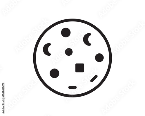 Chocolate Chip Cookie Icon Outline - Simple Dessert Food Vector Graphic