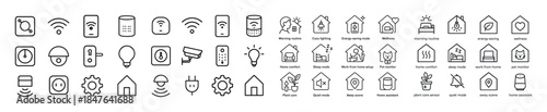 Smart home icon set: devices and automation symbols for modern l