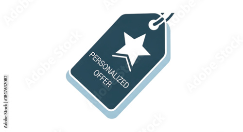 Unique star-shaped tag with personalized offer message