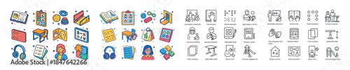 Colorful and minimalist icon set for education and accessibility