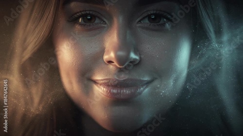 Close up Portrait of a Woman with Sparkle and Nebula Effect