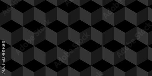 Cubic pattern and seamless cube grid hexagon technology background. Geometric pattern illustration mosaic, square and triangle wallpaper.