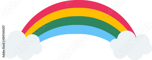 Cartoon rainbow. Colourful rainbows, heart and cloud with rainbow colors tail. Hand drawn color vector illustration set. Cartoon rainbow doodle.