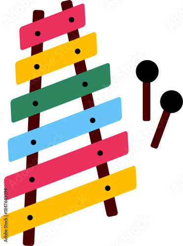 xylophone isolated on white background. Toy musical instrument for kids.