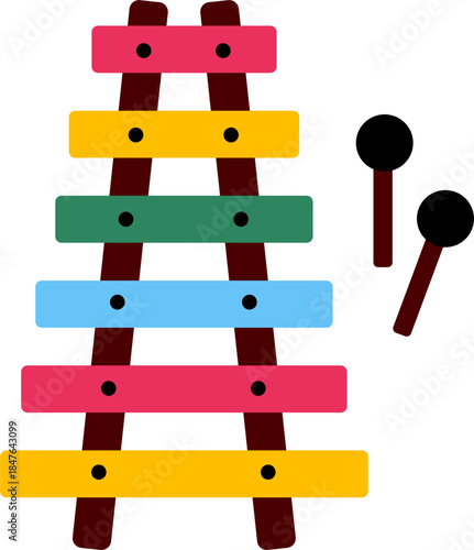 xylophone isolated on white background. Toy musical instrument for kids.