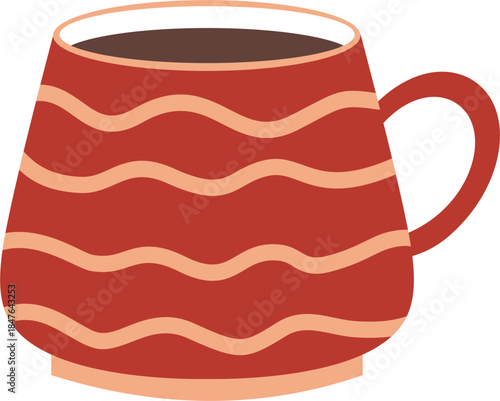 A charming vintage teacup with pattern. Tea coffee vintage cup set vector illustration. 