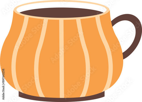 A charming vintage teacup with pattern. Tea coffee vintage cup set vector illustration. 