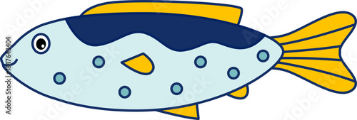 Cute cartoon fish. Sea ocean animal. Baby kids collection. Tropical fish vector cartoon icon. Isolated cartoon icon aquarium animals .