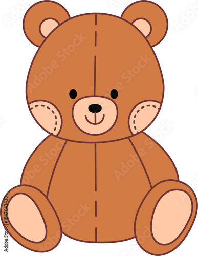 Teddy Bear doll. Soft doll in a dress. Soft plush toy, child sitting fluffy animal doll. Fluffy soft stuffed toys.