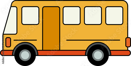 Vector flat illustration of a School Bus. Urban, city cars and vehicles transport concept. Flat car with side view