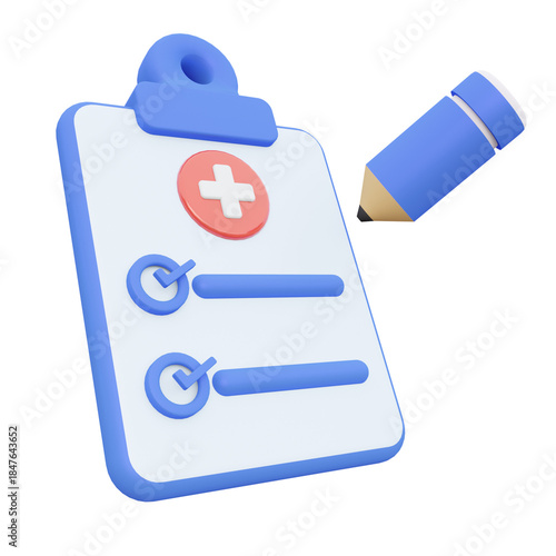 3d illustration of health check up for medical sign,icons and symbols.3d render.
