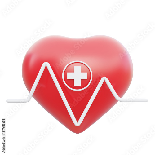 3d illustration of cardiology and heart care for medicine technology icon symbols.3d render.