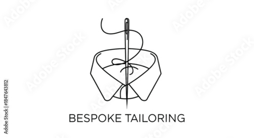 Needle and thread poised over a crisp shirt collar, symbolizing craftsmanship and bespoke tailoring.