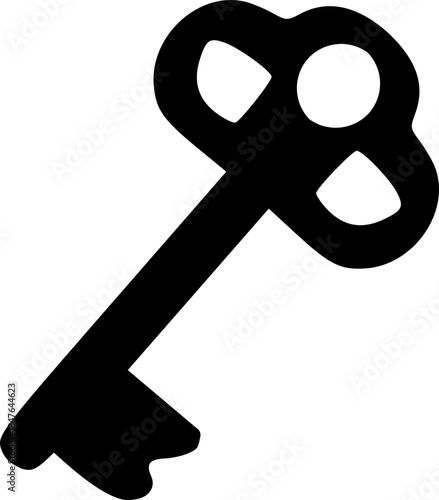 Vintage Ornate Skeleton Key Silhouette Icon