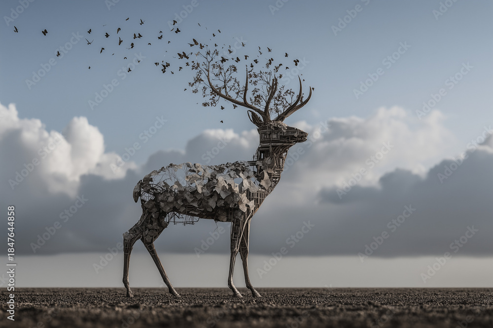 Naklejka premium deer in the wind
