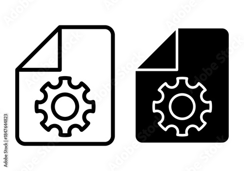 File Settings Black Icon Bundle for Document Adjustment and System Configuration