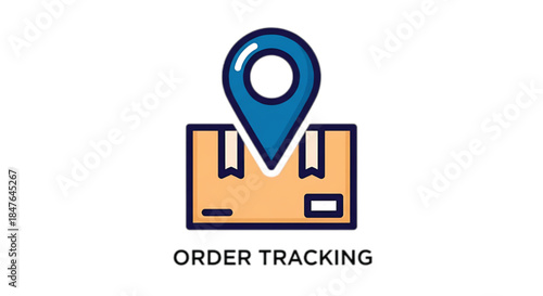 Location pin marking a package, symbolizing delivery tracking and logistics