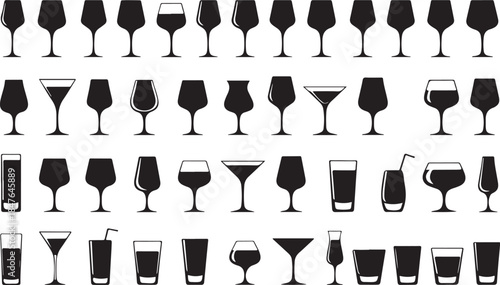 Assortment of Silhouette Drink Glasses and Cups beverage
