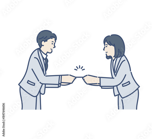 名刺交換をするビジネスパーソンのイラスト