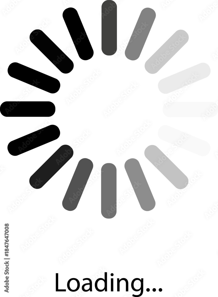Fototapeta premium Circular loading indicator with multiple segments in varying shades