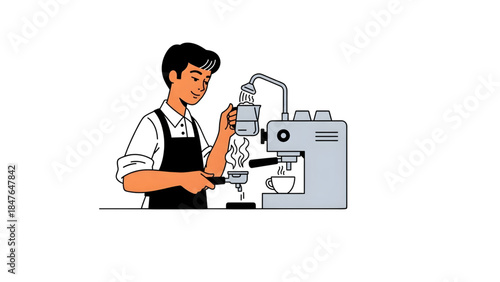 A charming cartoon chef in traditional uniform stirs a steaming pot, embodying the joyful spirit of culinary creation and the delicious results of dedicated food prep