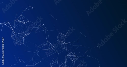 The abstract background comes to life thanks to the movable interweaving of dots and lines - they form a dynamic network that resembles a digital web. The patterns create a sense of depth and technolo