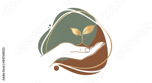 Nurturing a new beginning, a delicate seedling grows from soil held gently in a caring hand.