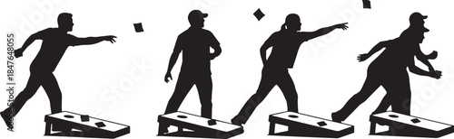 Cornhole Game Player Sequence Silhouette sport