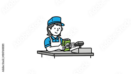 A charming cartoon chef in traditional uniform stirs a steaming pot, embodying the joyful spirit of culinary creation and the delicious results of dedicated food prep